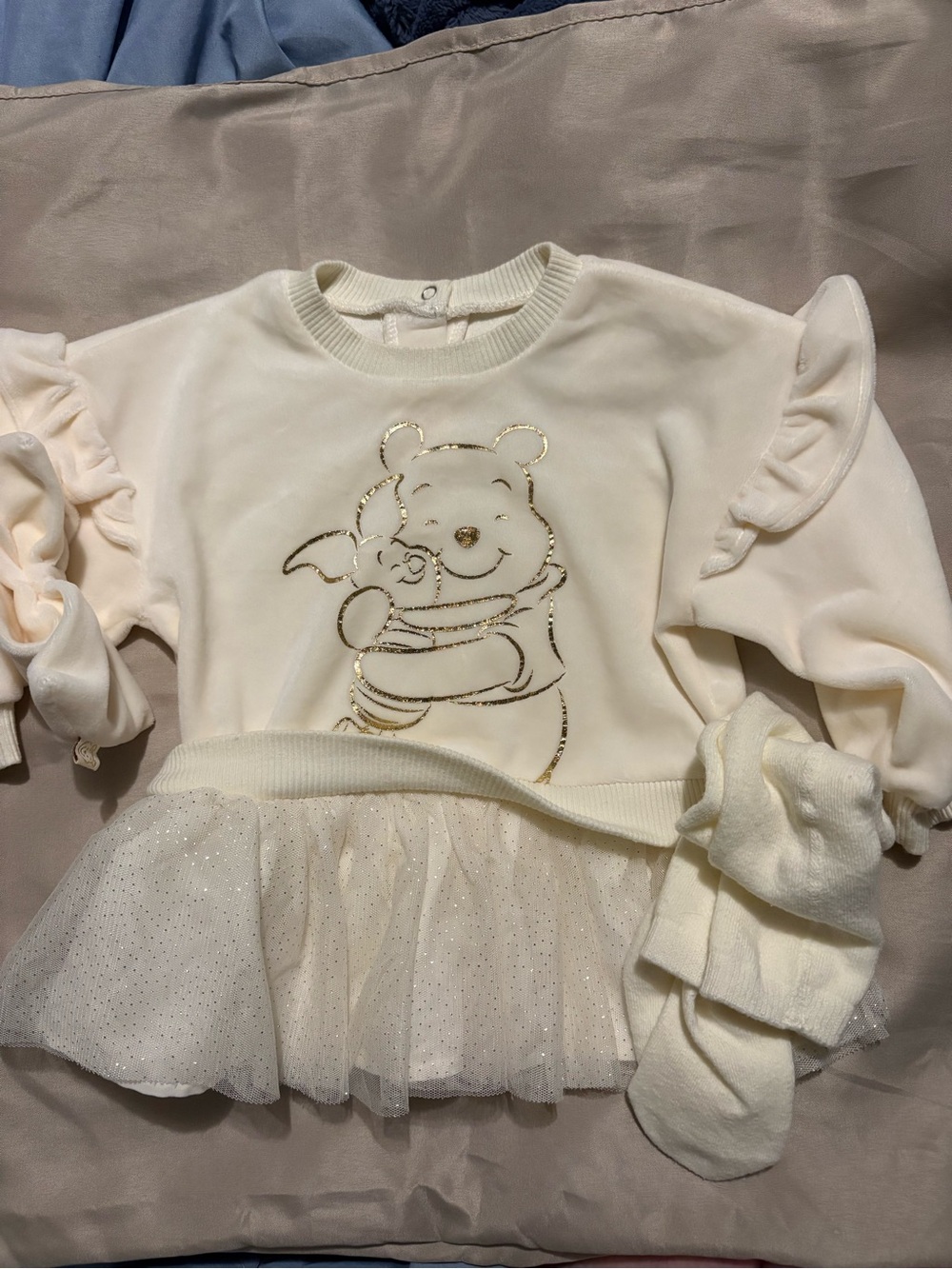 Disney Cream Winnie the Pooh Tulle-Hem outfit